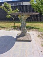 Tree trunk concrete garden table 